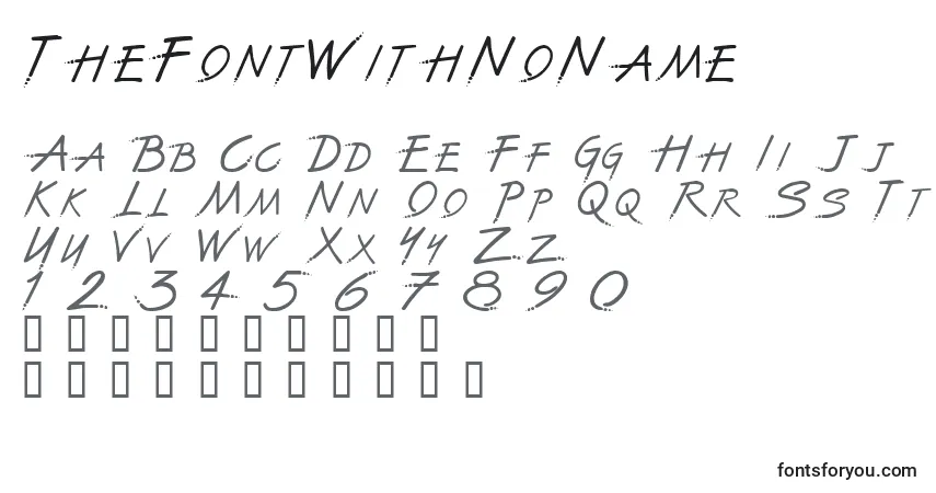 A fonte TheFontWithNoName – alfabeto, números, caracteres especiais