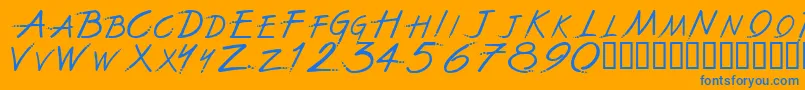 TheFontWithNoName Font – Blue Fonts on Orange Background