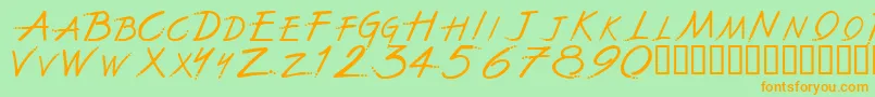 TheFontWithNoName Font – Orange Fonts on Green Background