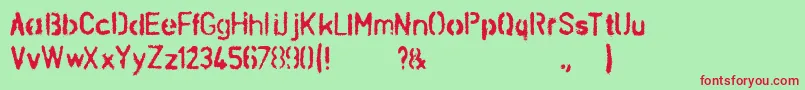 フォントSchablonaDirt – 赤い文字の緑の背景