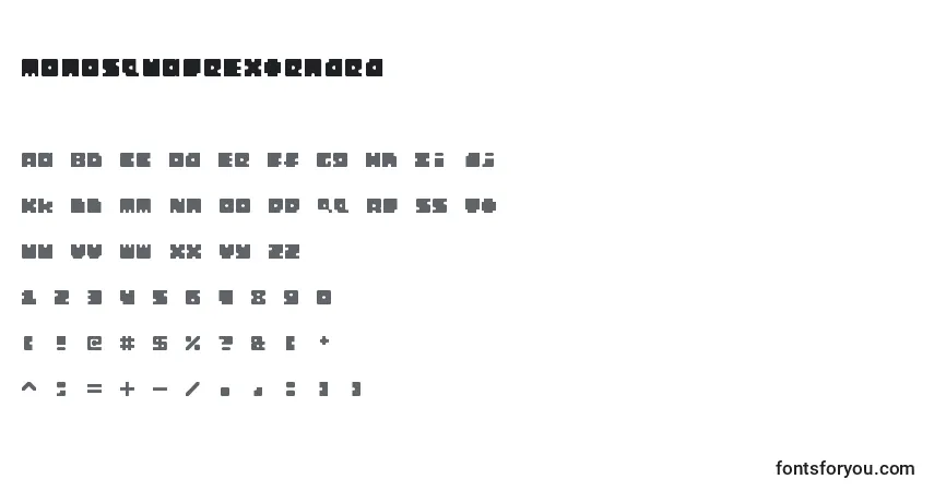 Czcionka MonosquareExtended – alfabet, cyfry, specjalne znaki