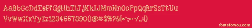 Kgskinnylove Font – Yellow Fonts on Red Background