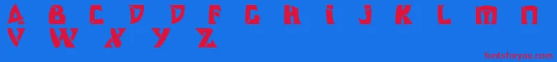 フォントOdishisw – 赤い文字の青い背景