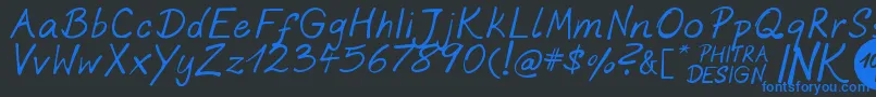 PhitradesignInk Font – Blue Fonts on Black Background