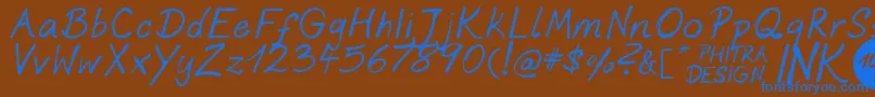 フォントPhitradesignInk – 茶色の背景に青い文字