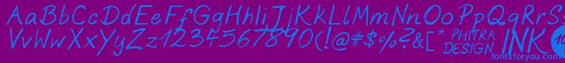 PhitradesignInk Font – Blue Fonts on Purple Background