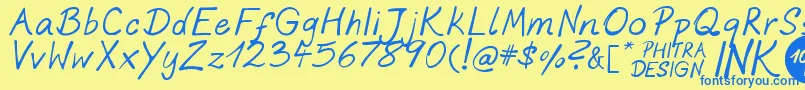PhitradesignInk Font – Blue Fonts on Yellow Background