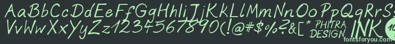 PhitradesignInk Font – Green Fonts on Black Background