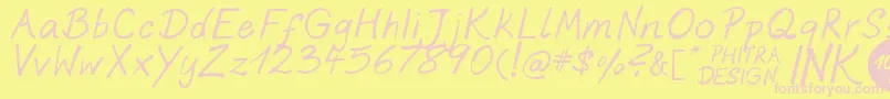 More about PhitradesignInk Font PhitradesignInk Font – Pink Fonts on Yellow Background