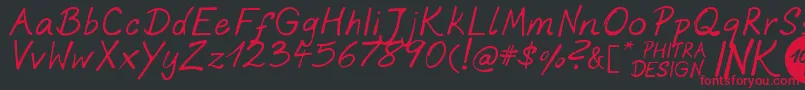 Lisätietoja PhitradesignInk-fontista PhitradesignInk-fontti – punaiset fontit mustalla taustalla
