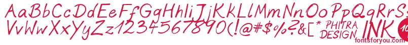 フォントPhitradesignInk – 白い背景に赤い文字