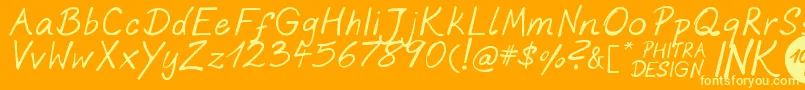 More about PhitradesignInk Font PhitradesignInk Font – Yellow Fonts on Orange Background