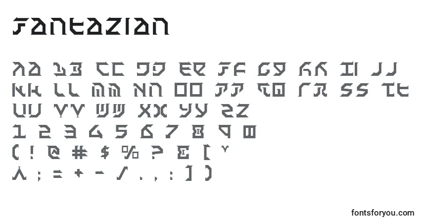 Czcionka Fantazian – alfabet, cyfry, specjalne znaki