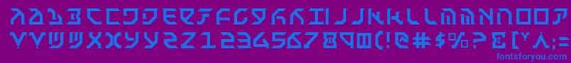 Fantazian-Schriftart – Blaue Schriften auf violettem Hintergrund