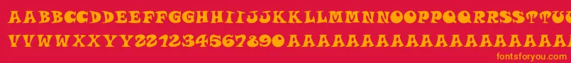 フォントRoucornsregular – 赤い背景にオレンジの文字