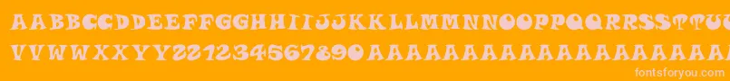 Weitere Informationen zur Roucornsregular-Schriftart Roucornsregular-Schriftart – Rosa Schriften auf orangefarbenem Hintergrund