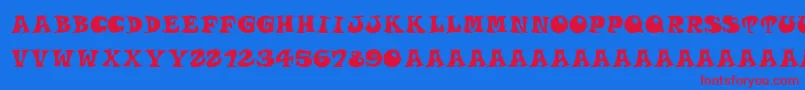 Roucornsregular Font – Red Fonts on Blue Background