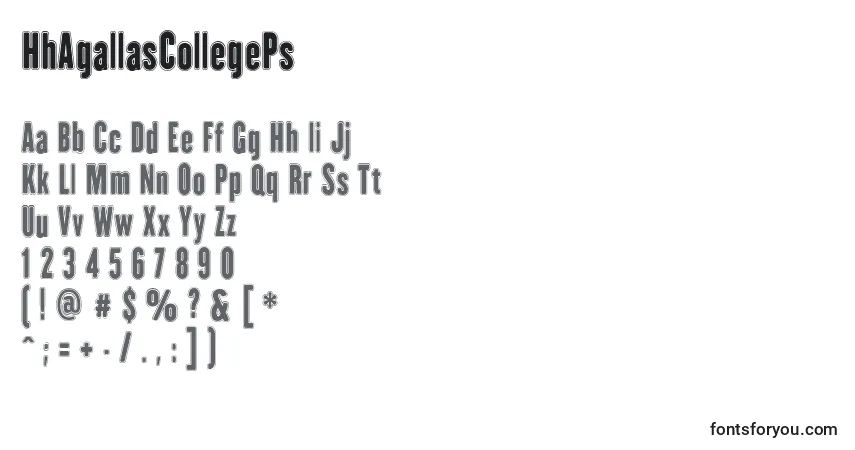 Czcionka HhAgallasCollegePs – alfabet, cyfry, specjalne znaki