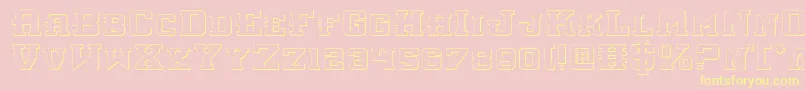 InterceptorShadow-Schriftart – Gelbe Schriften auf rosa Hintergrund