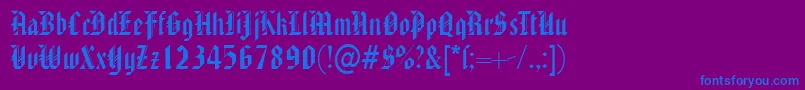 フォントAmericantextRegularDb – 紫色の背景に青い文字