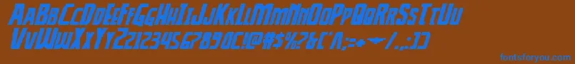 Thunderhawkexpandital-Schriftart – Blaue Schriften auf braunem Hintergrund