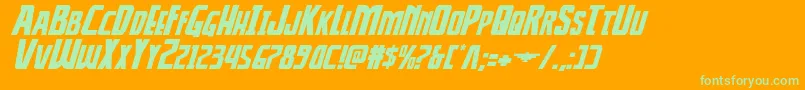 Thunderhawkexpandital Font – Green Fonts on Orange Background