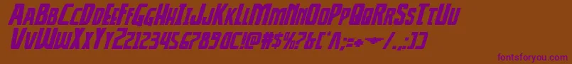 Czcionka Thunderhawkexpandital – fioletowe czcionki na brązowym tle