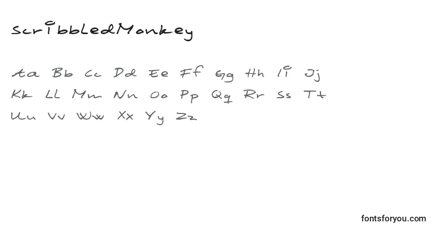 Schriftart ScribbledMonkey – Alphabet, Zahlen, spezielle Symbole