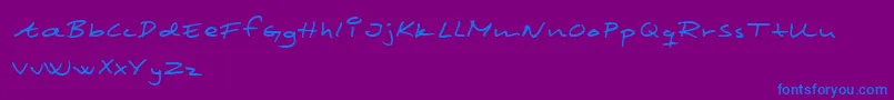 Weitere Informationen zur ScribbledMonkey-Schriftart ScribbledMonkey-Schriftart – Blaue Schriften auf violettem Hintergrund