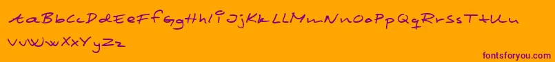 ScribbledMonkey-Schriftart – Violette Schriften auf orangefarbenem Hintergrund