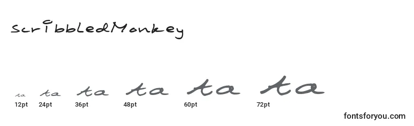 Размеры шрифта ScribbledMonkey