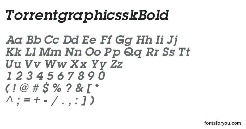 A fonte TorrentgraphicsskBold – alfabeto, números, caracteres especiais
