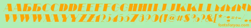 Fonte NathanItalic – fontes laranjas em um fundo verde