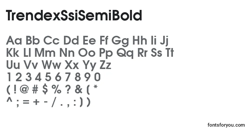 Шрифт TrendexSsiSemiBold – алфавит, цифры, специальные символы