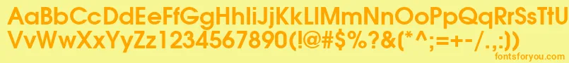 フォントTrendexSsiSemiBold – オレンジの文字が黄色の背景にあります。