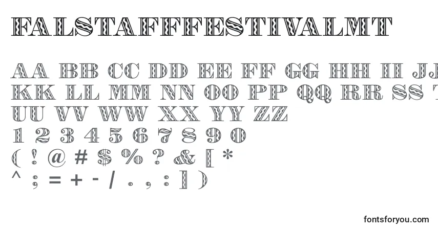 Schriftart FalstaffFestivalMt – Alphabet, Zahlen, spezielle Symbole