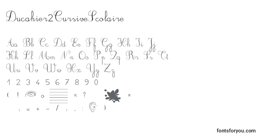 Schriftart Ducahier2CursiveScolaire – Alphabet, Zahlen, spezielle Symbole