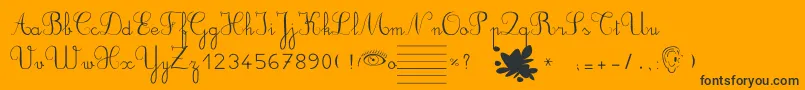 More about Ducahier2CursiveScolaire Font Ducahier2CursiveScolaire Font – Black Fonts on Orange Background