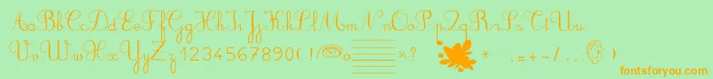 Ducahier2CursiveScolaire Font – Orange Fonts on Green Background