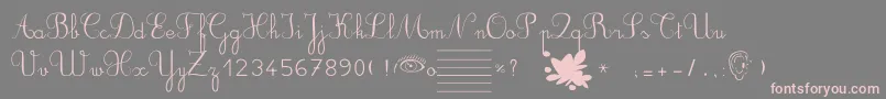 Ducahier2CursiveScolaire-Schriftart – Rosa Schriften auf grauem Hintergrund