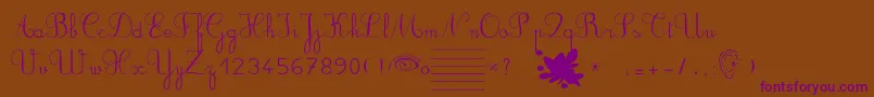 Ducahier2CursiveScolaire-Schriftart – Violette Schriften auf braunem Hintergrund