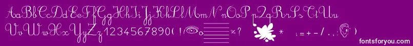 Ducahier2CursiveScolaire Font – White Fonts on Purple Background