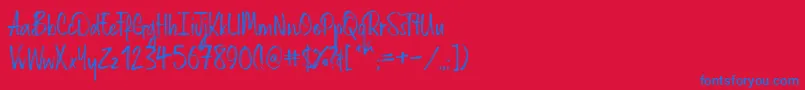 Russellrg Font – Blue Fonts on Red Background
