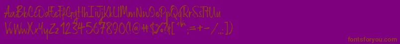 フォントRussellrg – 紫色の背景に茶色のフォント
