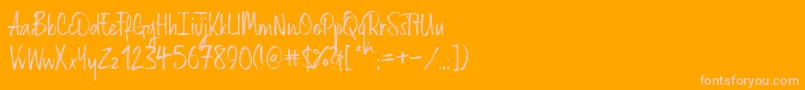 Russellrg-Schriftart – Rosa Schriften auf orangefarbenem Hintergrund