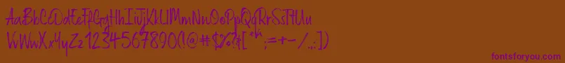 Russellrg-Schriftart – Violette Schriften auf braunem Hintergrund