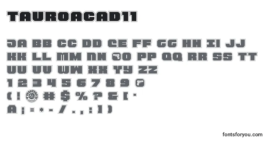 Schriftart Tauroacad11 – Alphabet, Zahlen, spezielle Symbole