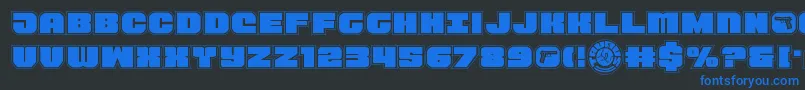 Tauroacad11-Schriftart – Blaue Schriften auf schwarzem Hintergrund