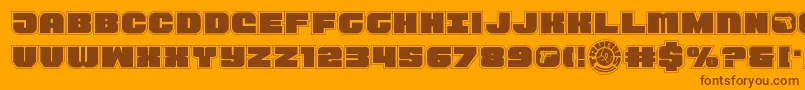 Tauroacad11-Schriftart – Braune Schriften auf orangefarbenem Hintergrund