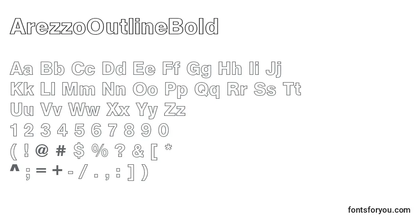 Шрифт ArezzoOutlineBold – алфавит, цифры, специальные символы